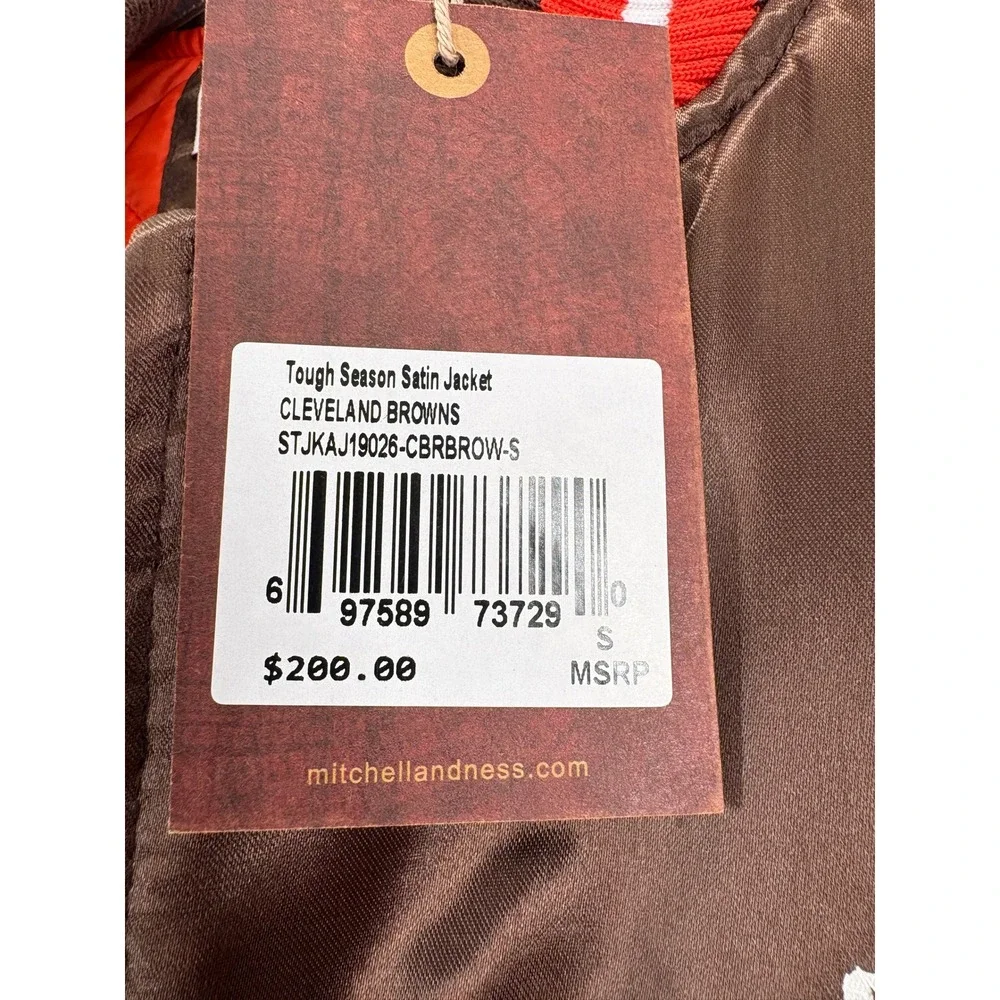 Mitchell & Ness Jacket Small Cleveland Browns Tough Season Satin Brown Orange